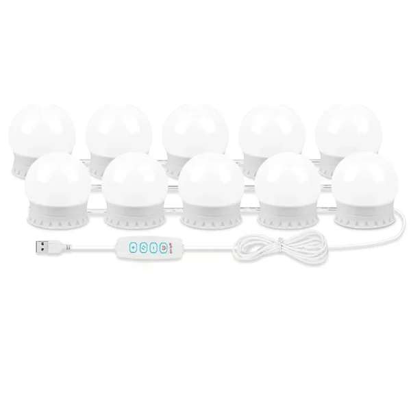 BFYLE LED Vanity Lights for Mirror, Vanity Lights Stick on with 10 Dimmable Bulbs, USB Cable Mirror Lights for Makeup Dressing - Image 3