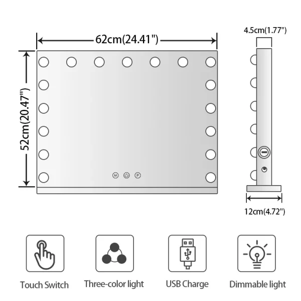 Dimmable Hollywood Led Makeup Mirror 17 Bulbs Desktop Vanity Mirror With s For Girls Makeup - Image 4