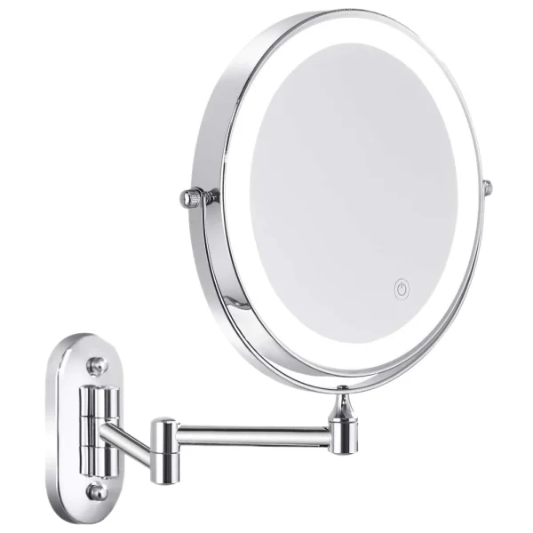 Hot sale Wall Mounted Vanity Bathroom Bath Makeup Mirror with LED Swivel Folding Lighted 1X/5X Magnification Cosmetic Mirror